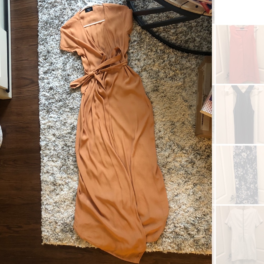 Vici mustard yellow wrap dress